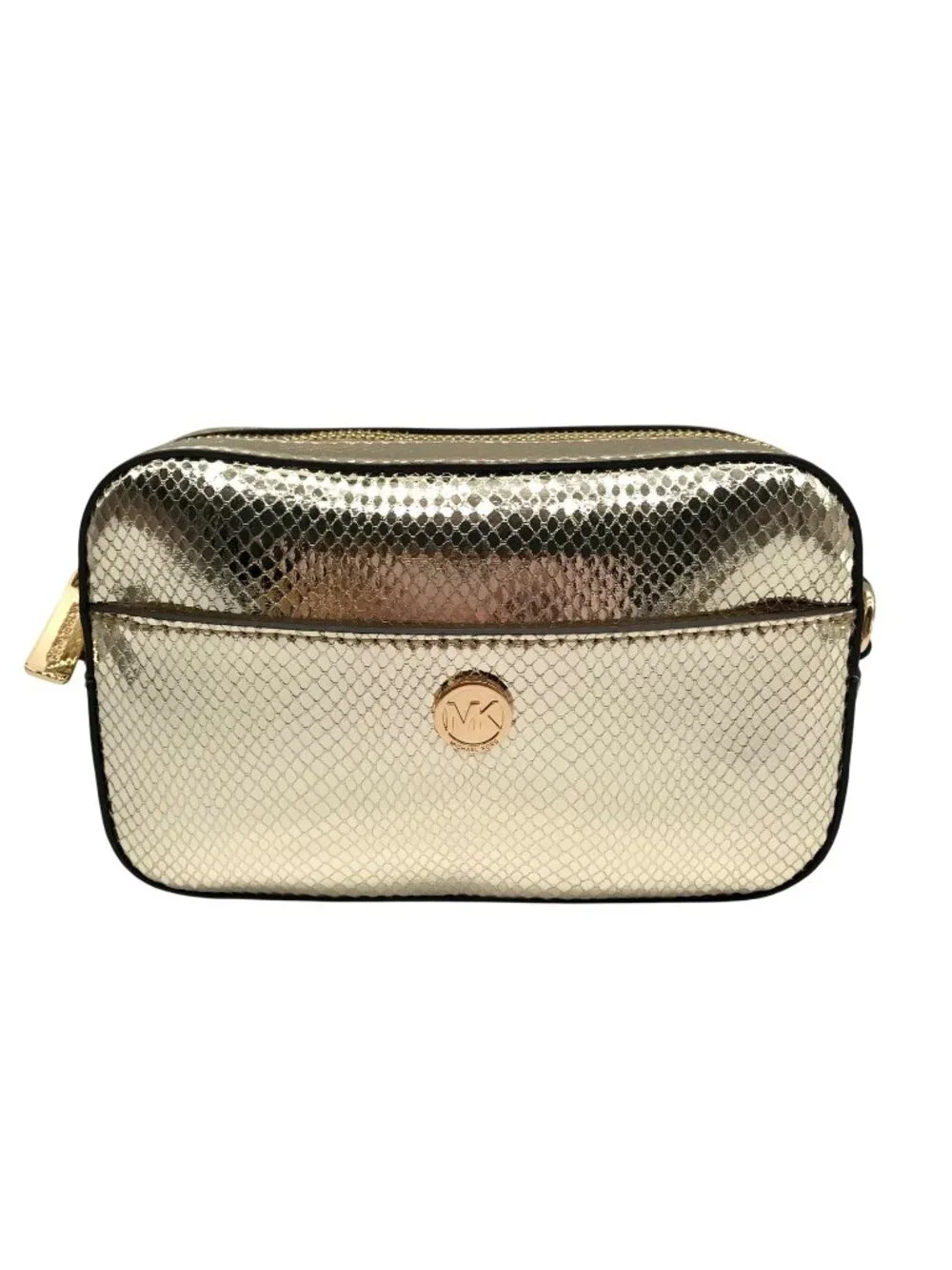Michael Kors Metallic Gold Leather Maisie 2-In-1 Camera Crossbody Bag
